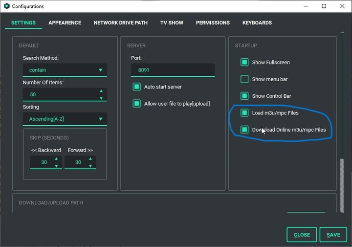 myplayer Main Player Setting Menu Configurations